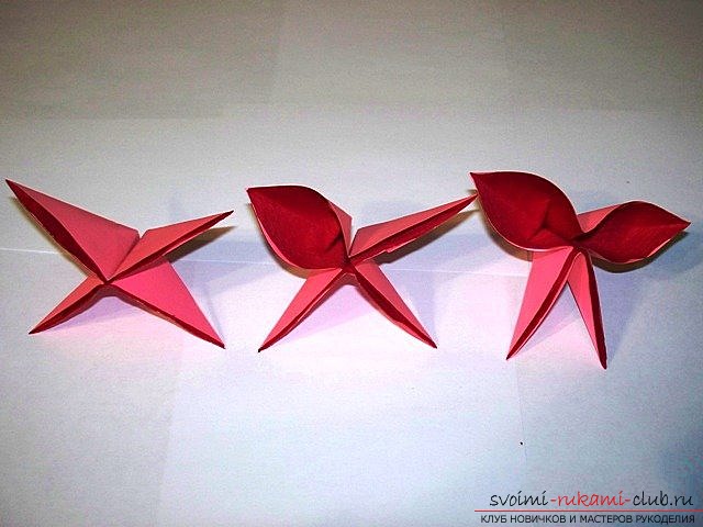 Простой цветок оригами. Фото №10